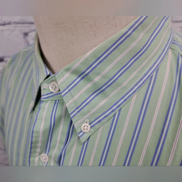 Ralph Lauren Men's Classic Fit Button Down Shirt Green Striped Smooth XXL 2XL - Picture 9 of 14